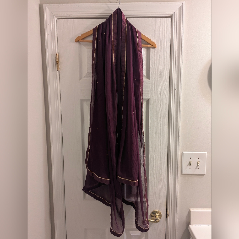 Rich Purple Kurta Gown with Gold & Silver Embroidery - Picture 5 of 5
